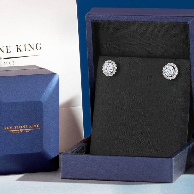 Gem Stone King 6MM Round Gemstone Birthstone Removable Jacket Stud Halo Earrings For Women | 925 Sterling Silver | Fine Jewelry Gifts for Her Mom Women Wife - Image 5